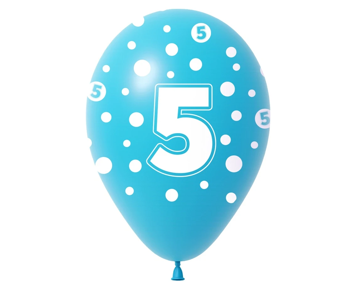 Balony z cyframi: 5, 12 cali/ 5 szt.